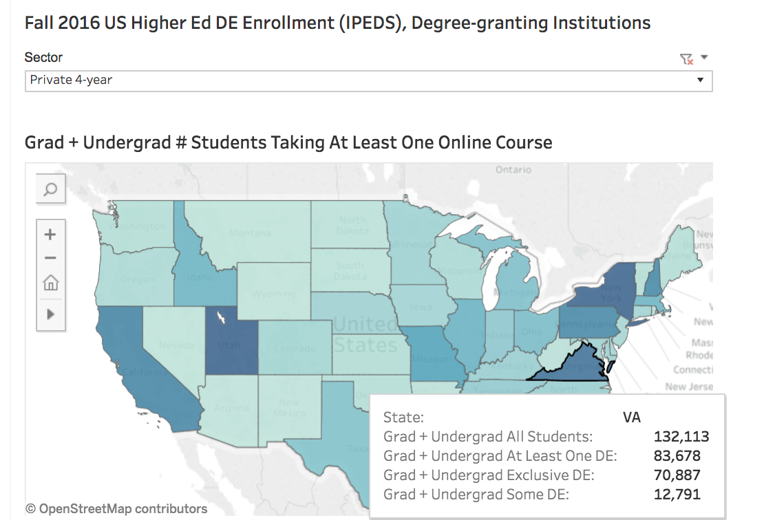 State map view of DE enrollments